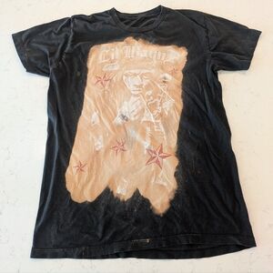 Vintage Lil Wayne Rap Hip Hop Bleached T-Shirt Music Concert Shirt Black Medium